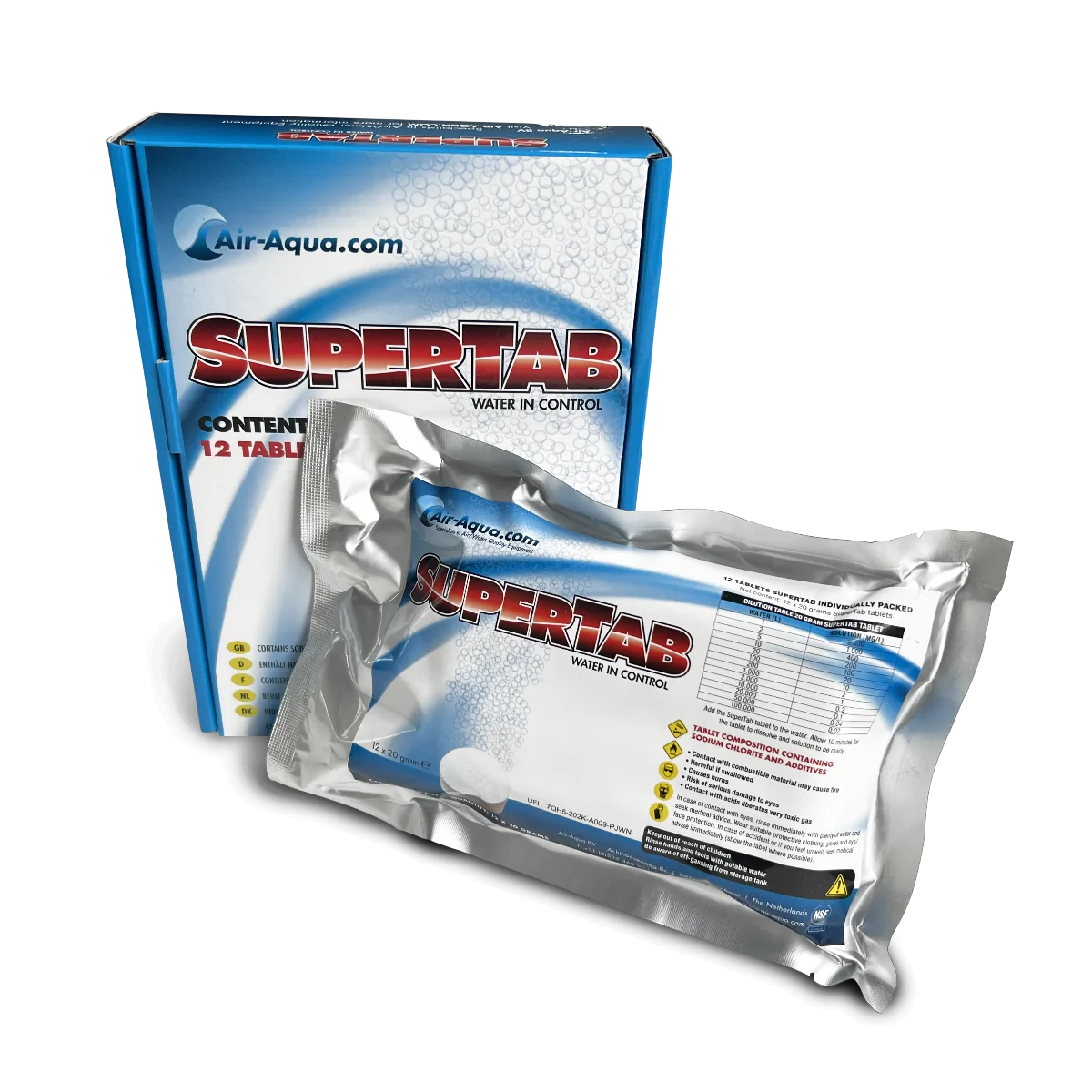 SuperTab - Chlordioxid - 12 Tablette x 20 Gramm - 10% (Grundpreis 5,83€/St)