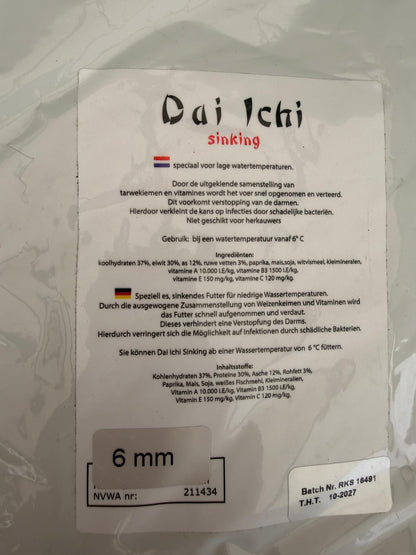Dai ich Premium Koi Futter Original Sinking 6mm (Grundpreis 9,00€/kg)