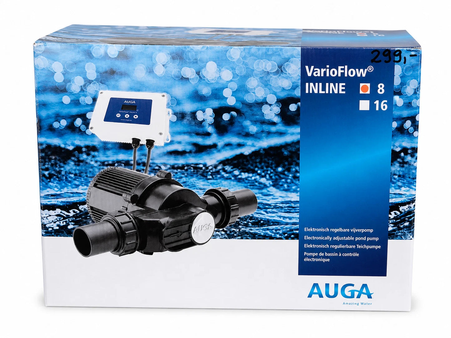 AUGA VarioFlow Inline 8 Teichpumpe – Kompakte, regelbare Inline-Pumpe